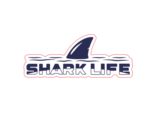 Shark Life Sticker Blue Hortizontal